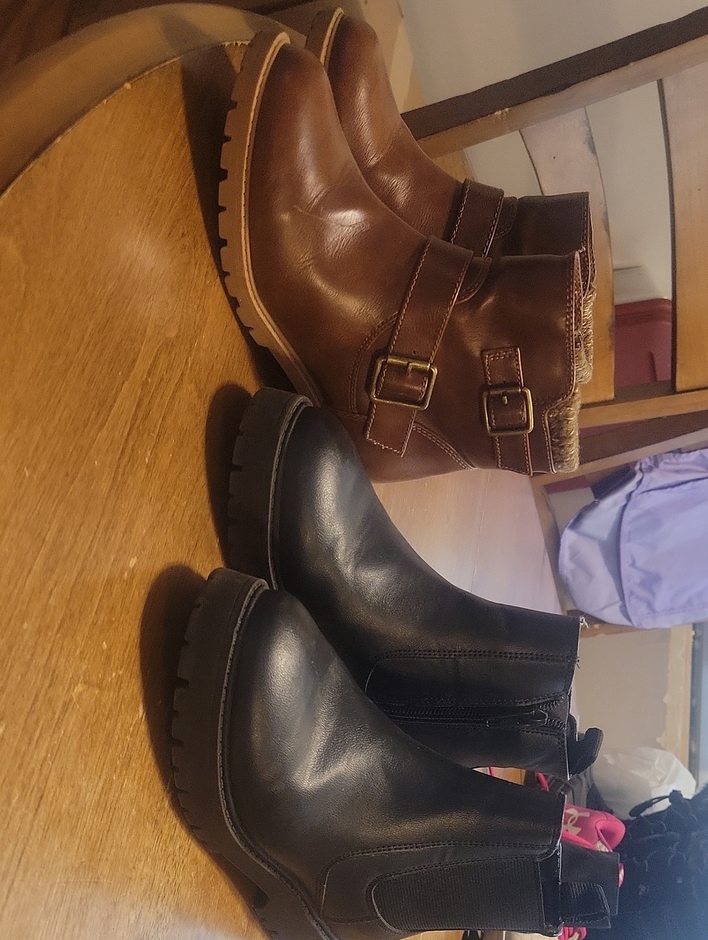 wonder nation Brown and Black Little Girl's Ankle Boot Bundle